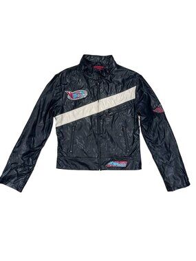 Tokyo Small Woman Biker Jacket Vegan Leather Streetwear Patches